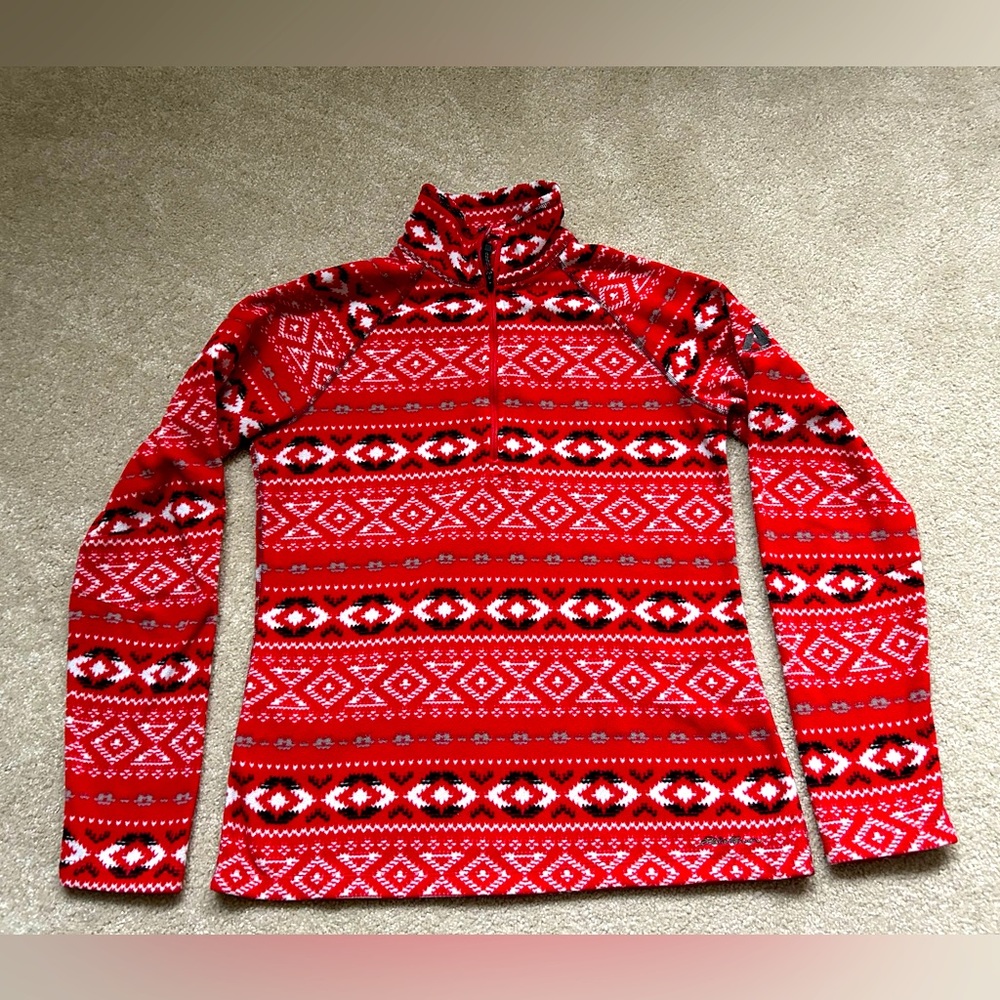 EDDIE BAUER WOMENS ULTRASOFT FLEECE 1/4 ZIP Reddish Orange Color SMALL